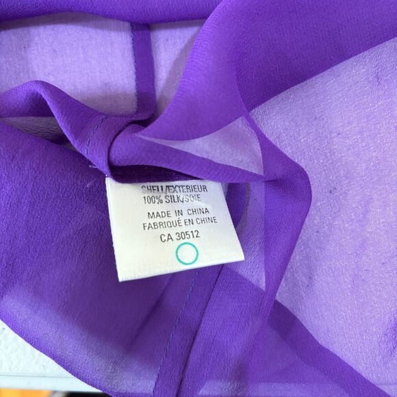 VTG Alfred Sung Purple Silk Chiffon Sheer Mock Neck Blouse 6 Floral Whimsigoth - Picture 10 of 14